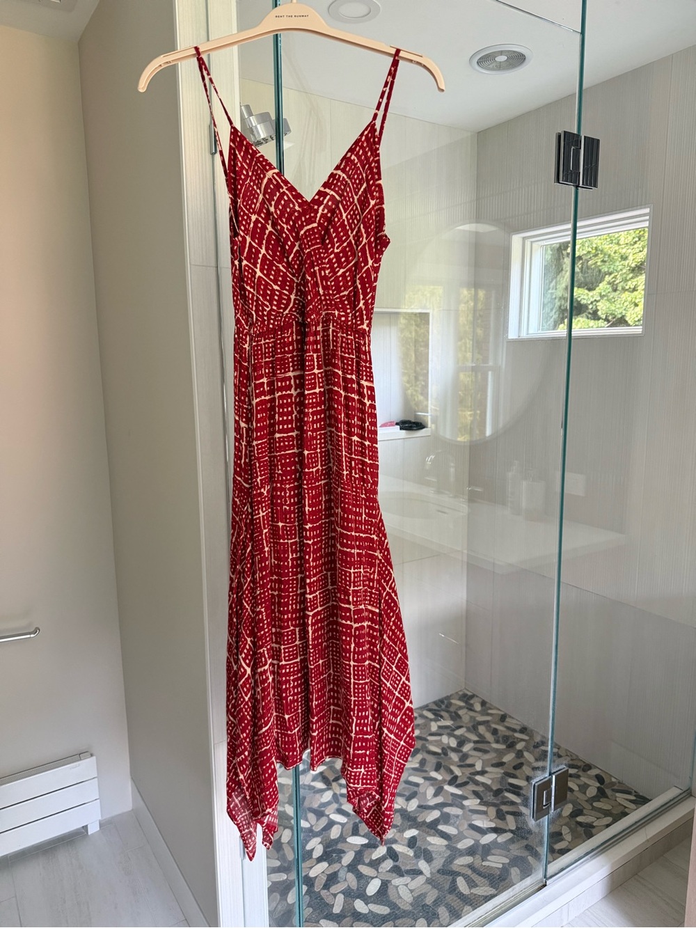 Rosetti Red Printed Asymmetrical Maxi Dress